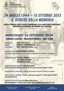 Conferenza il dovere della memoria 16 ottobre 2024 - palazzo savelli albano laziale